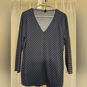 Lauren Ralph Lauren Diagonal Striped 3/4 Sleeve